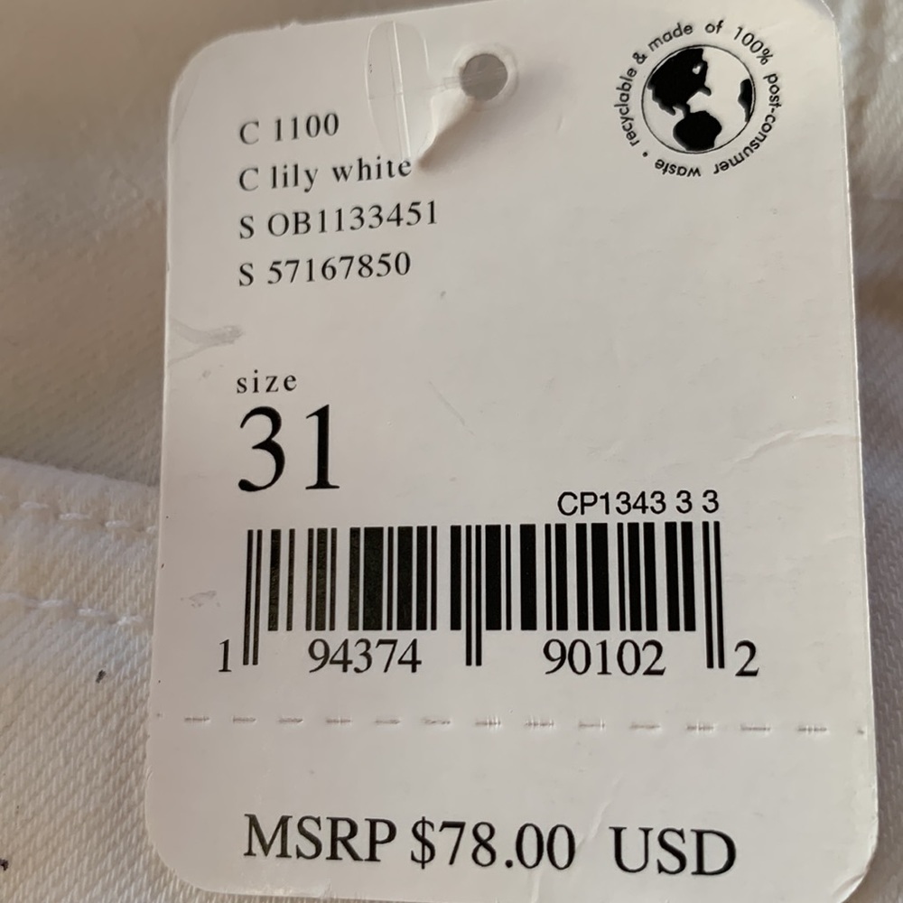 Free People Montana Lily White Denim Skinny Jeans Women’s Classic NWT Size 31 - Picture 10 of 10